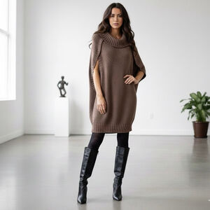 NWT Industry Brown Marled Wool Blend Cocoon Dress Size L